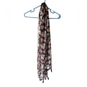 Express Black Sheer Flower Scarf